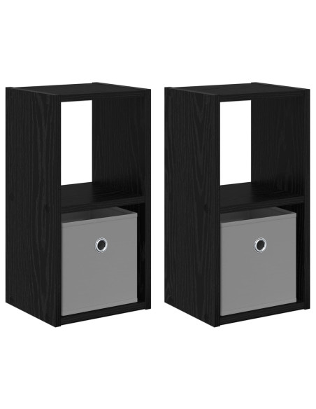 Comodino con cassetto 2 pcs Rovere Nero 25,5 x 22 x 49,5 cm