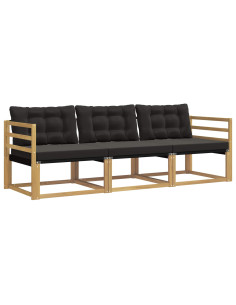 Set di divani da esterno con cuscino 3 pcs Bianco e Nero 2
