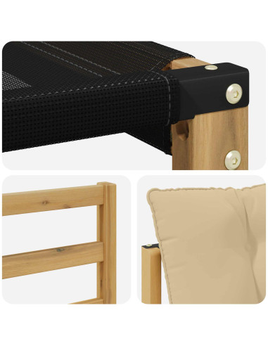 Set di divani da esterno con cuscino 3 pcs Bianco e Beige