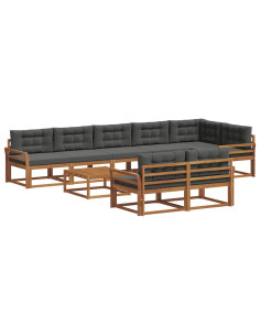 Set di divani da esterno con cuscino 9 pcs Naturale e Antracite 2