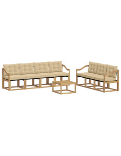 Set di divani da esterno con cuscino 8 pcs Bianco e Beige 2