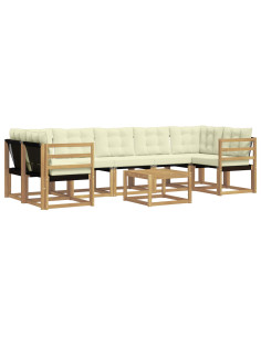 Set di divani da esterno con cuscino 8 pcs Bianco e Crema 2
