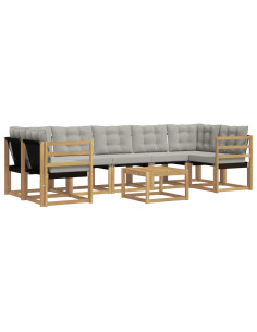 Set di divani da esterno 8 pcs Bianco e Grigio Chiaro 2
