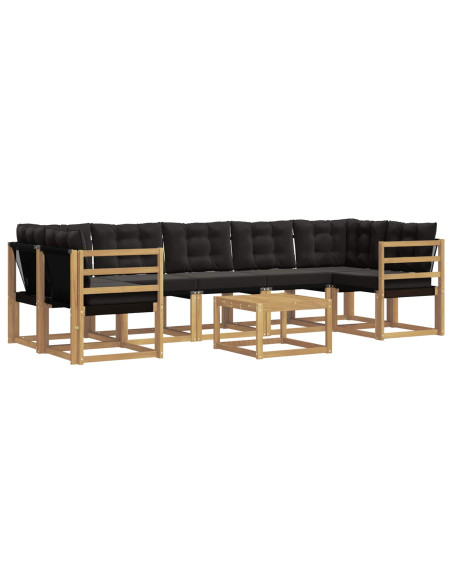 Set di divani da esterno con cuscino 8 pcs Bianco e Nero