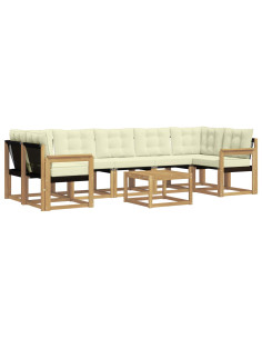 Set di divani da esterno con cuscino 8 pcs Bianco e Crema 2