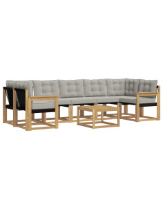 Set di divani da esterno 8 pcs Bianco e Grigio Chiaro 2