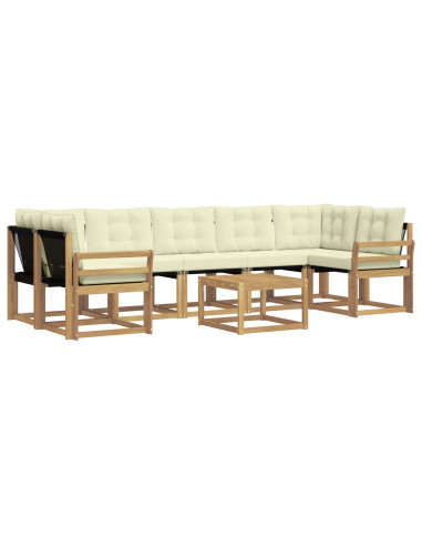 Set di divani da esterno con cuscino 8 pcs Bianco e Crema