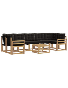 Set di divani da esterno con cuscino 8 pcs Bianco e Nero 2