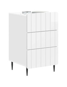 Armadio da Notte con cassetto Bianco Lucido 43x 41 x 68 cm 2