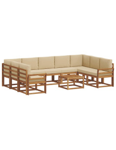 Set di divani con cuscino 10 pcs Naturale e Beige 2