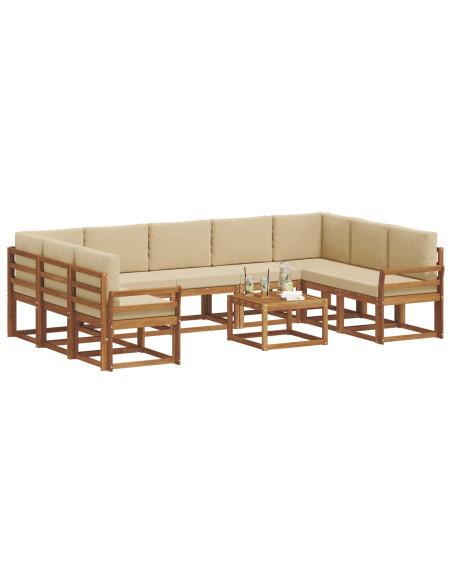 Set di divani con cuscino 10 pcs Naturale e Beige