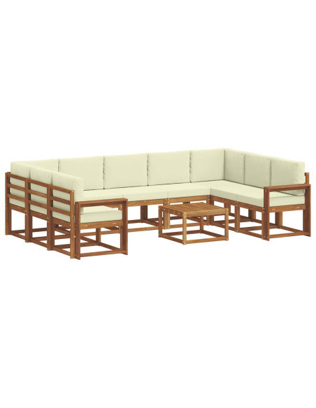 Set di divani con cuscino 10 pcs Naturale e Crema