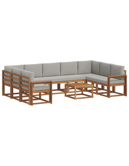 Set di divani con cuscino 10 pcs Grigio Naturale e Chiaro