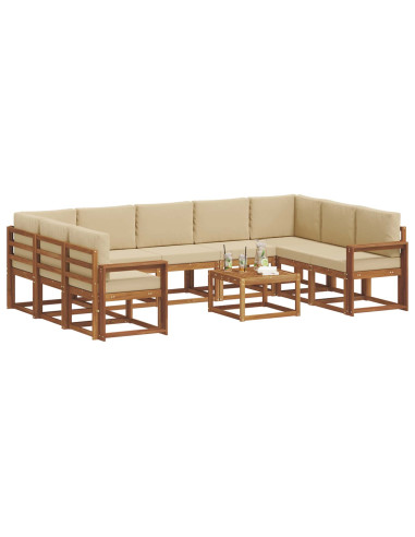 Set di divani con cuscino 10 pcs Naturale e Beige