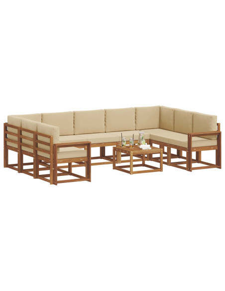 Set di divani con cuscino 10 pcs Naturale e Beige