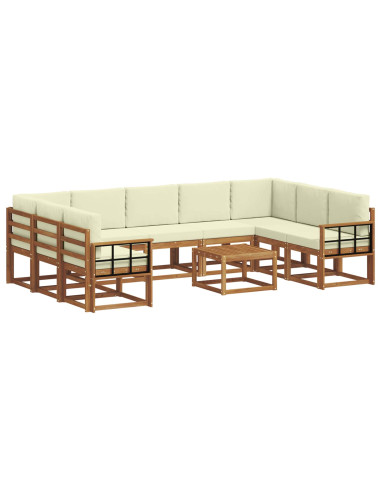 Set di divani con cuscino 10 pcs Naturale e Crema
