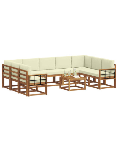 Set di divani con cuscino 10 pcs Naturale e Crema