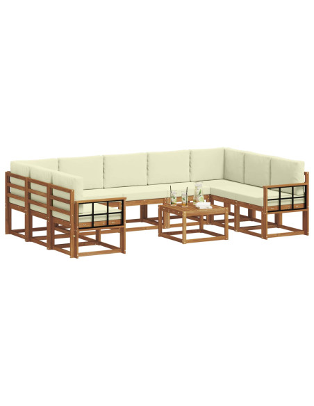 Set di divani con cuscino 10 pcs Naturale e Crema