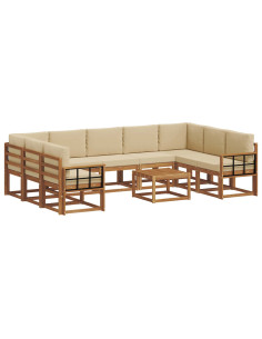 Set di divani con cuscino 10 pcs Naturale e Beige 2
