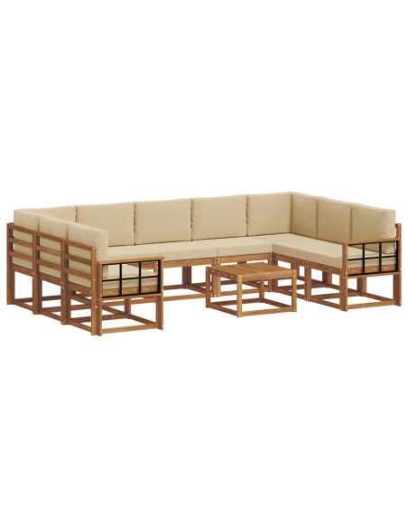 Set di divani con cuscino 10 pcs Naturale e Beige