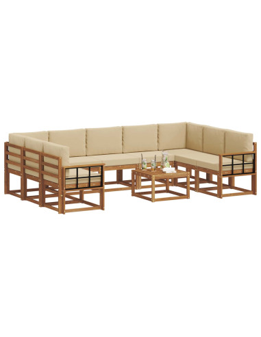 Set di divani con cuscino 10 pcs Naturale e Beige
