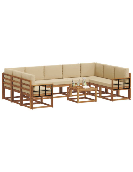 Set di divani con cuscino 10 pcs Naturale e Beige