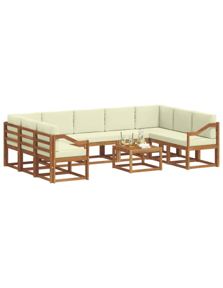 Set di divani con cuscino 10 pcs Naturale e Crema