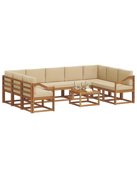 Set di divani con cuscino 10 pcs Naturale e Beige