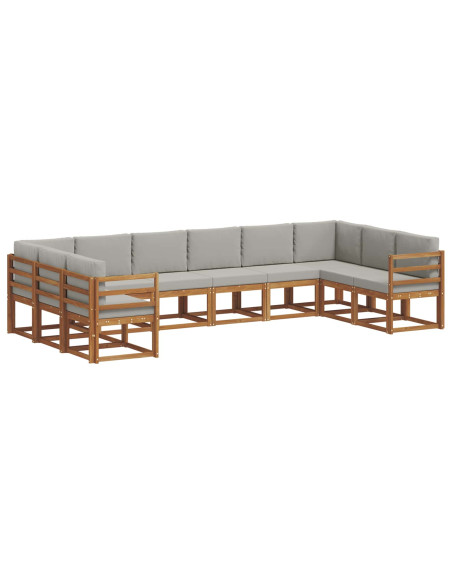 Set di divani con cuscino 10 pcs Grigio Naturale e Chiaro