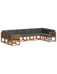 Set di divani con cuscino 10 pcs Naturale e Antracite 2
