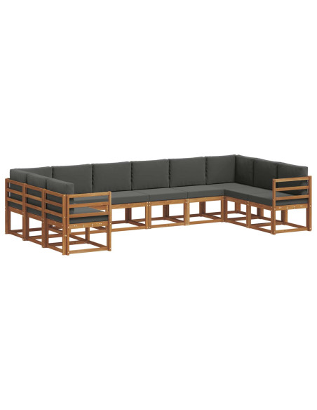 Set di divani con cuscino 10 pcs Naturale e Antracite