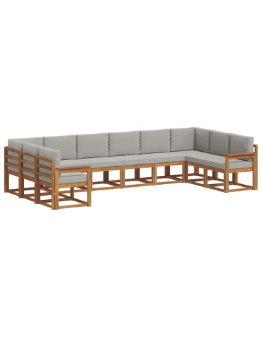 Set di divani con cuscino 10 pcs Grigio Naturale e Chiaro