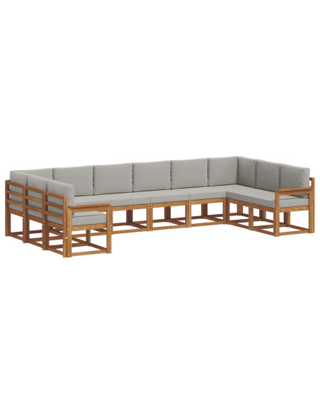 Set di divani con cuscino 10 pcs Grigio Naturale e Chiaro
