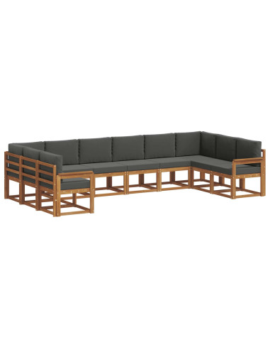 Set di divani con cuscino 10 pcs Naturale e Antracite