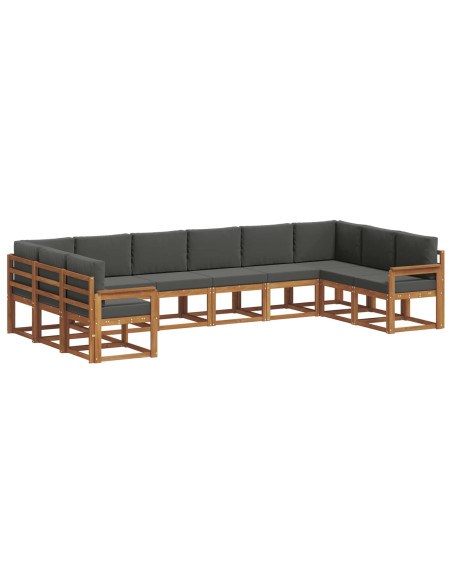 Set di divani con cuscino 10 pcs Naturale e Antracite