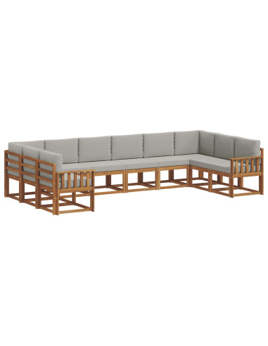 Set di divani con cuscino 10 pcs Grigio Naturale e Chiaro