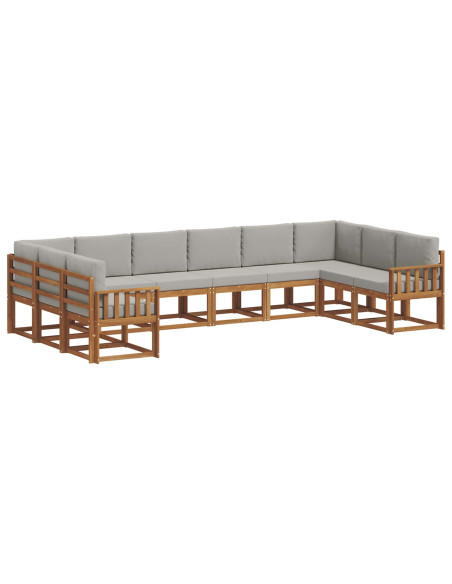 Set di divani con cuscino 10 pcs Grigio Naturale e Chiaro