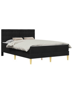 Struttura letto con materasso Nero 140 x 200 cm Tessuto 2