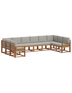 Set di divani con cuscino 10 pcs Grigio Naturale e Chiaro 2