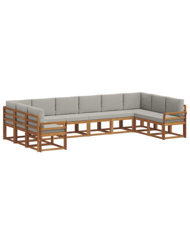 Set di divani con cuscino 10 pcs Grigio Naturale e Chiaro