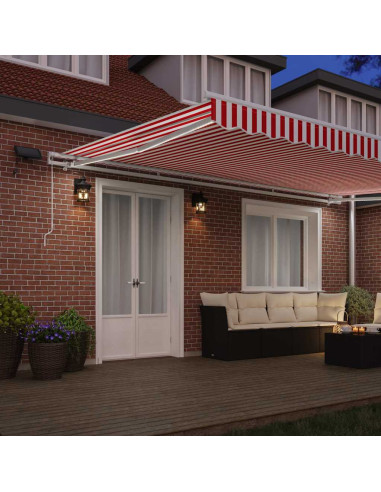 Tenda Retrattile Rosso e Bianco 500 × 350 cm Tessuto e acciaio