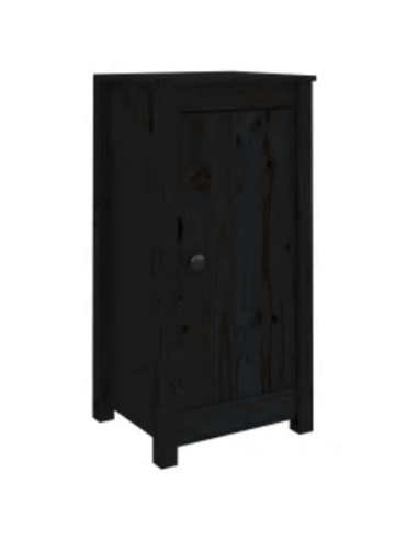 Credenze 2 pz Nere 40x35x80 cm in Legno Massello di Pino
