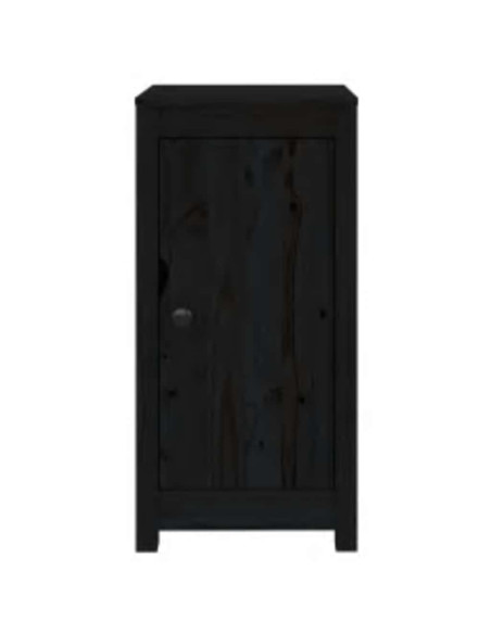 Credenze 2 pz Nere 40x35x80 cm in Legno Massello di Pino