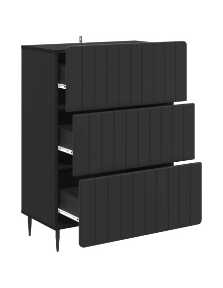 Mobile con Cassetti Nero 66 x 34,5 x 92 cm Legno ingegnerizzato