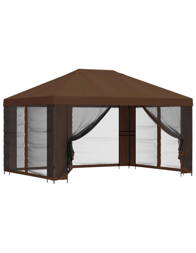 Gazebo da giardino con pareti laterali 4 × 3 m Marrone
