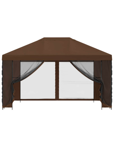 Gazebo da giardino con pareti laterali 4 × 3 m Marrone