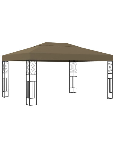 Gazebo con Luci a Stringa LED 3x4 m in Tessuto Grigio Talpa