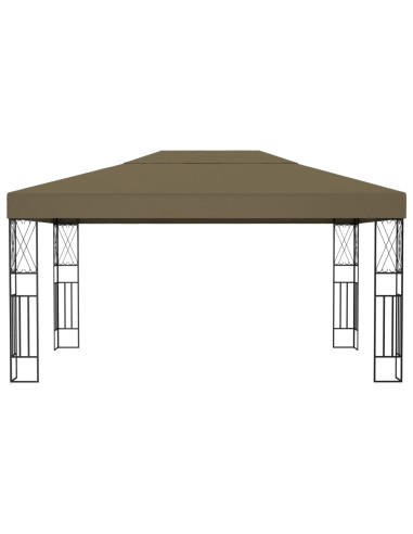 Gazebo con Luci a Stringa LED 3x4 m in Tessuto Grigio Talpa