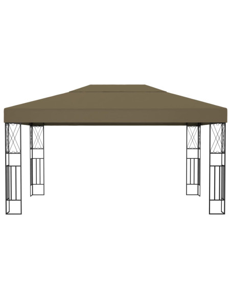 Gazebo con Luci a Stringa LED 3x4 m in Tessuto Grigio Talpa