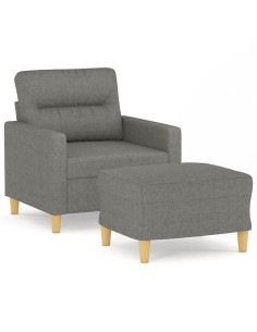 Poltrona con Poggiapiedi Grigio Scuro 60 cm in Tessuto 2